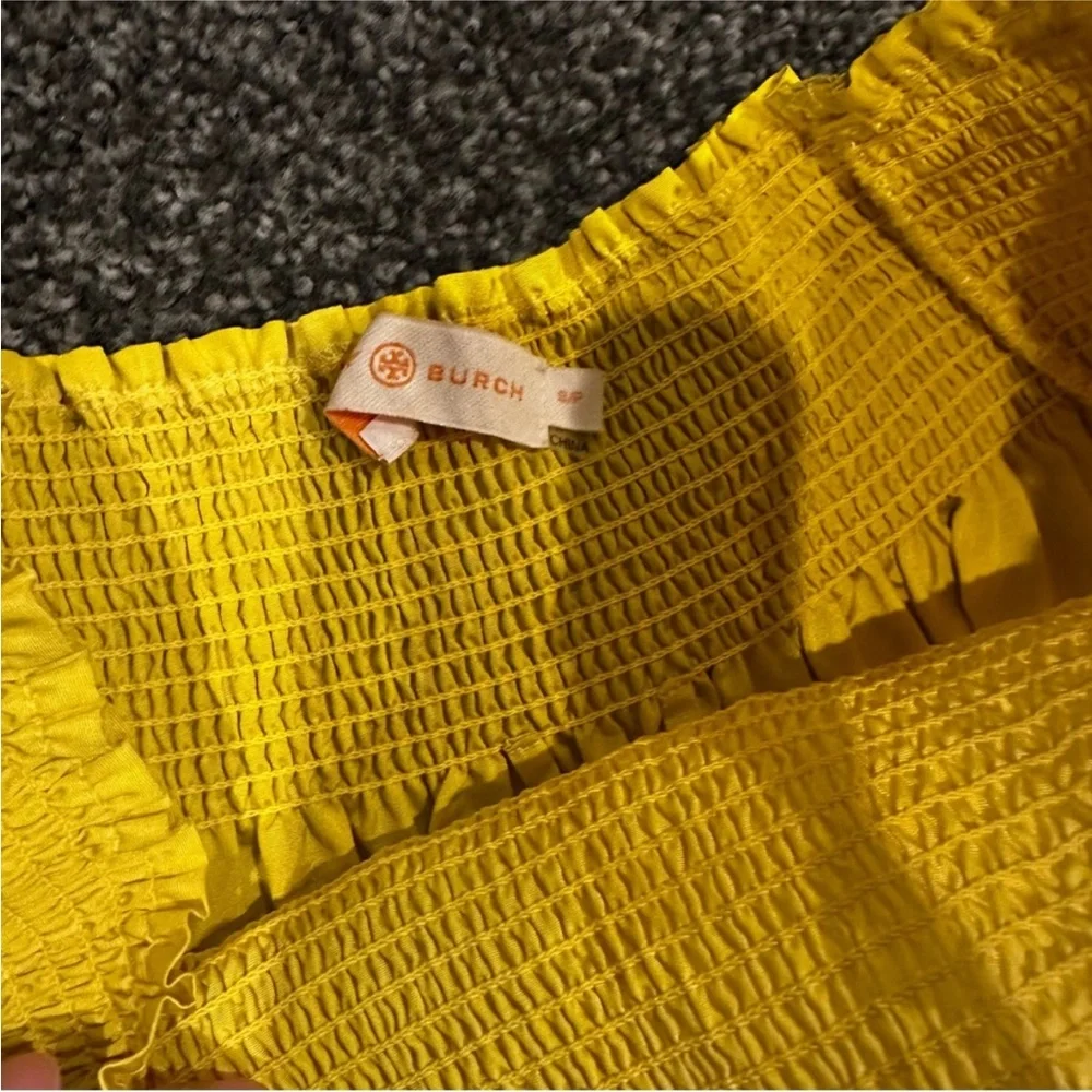 Tory Burch smocked shoulder dress - flaming yellow - Picture 8 of 15